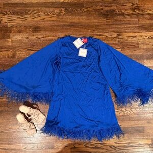 Caftan Feather Trim Flowy Dress